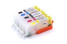 5x Nachfüll CISS Tintenpatronen für Canon CLI-551Y PGI-550BK +Chip