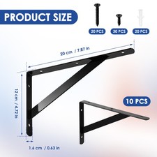 10PCS Heavy Duty Stainless Steel L Shaped Wall Mounted Shelf Brackets Support UK