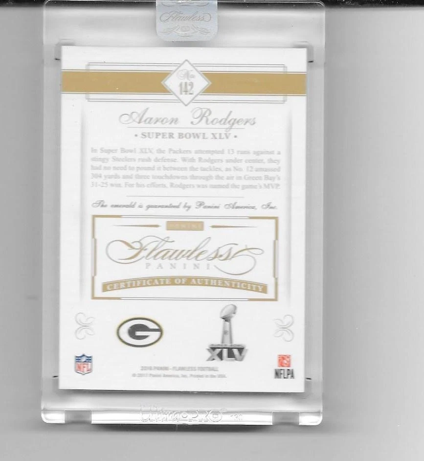 Panini Flawless Emerald #142 2016 Aaron Rodgers Green Bay Packers 2 de 5 Foto 2 de 2