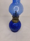 Vintage Miniature Cobalt Blue Hobnail Glass Oil Lamp 8” — photo 10