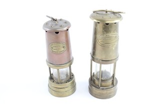 Grubenlampe Paar Kupfer und Messing inkl. E Thomas & Williams Kambrium und Lampe