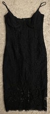 BARDOT black lace midi mid Calf dress sleeveless 8
