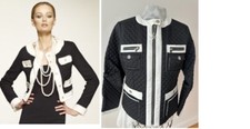 Posh Laundry Quilted Black Jacket White Contrast Detail - Stunning - Must *c* S