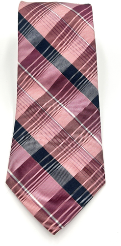 Calvin Klein Skinny Slim Men's Neck Tie Wine Pink Plaid Stripe 3 Width 58 Length