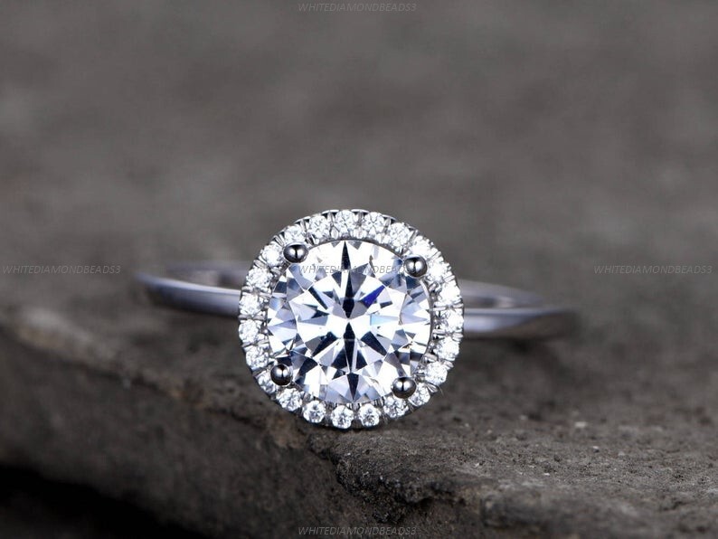 Art Deco Bridal Engagement Ring in 14k Gold with Moissanite Diamond-image