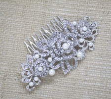 Vintage hair comb bridal wedding crystal rhinestone pearl hair accessories 4919