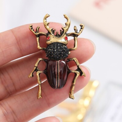 Brown Enamel Insect Brooch Beetle Pin Fashion Scarf Jewelry Accessories