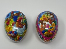 Vintage Set Of 2 Nestler German Paper Mache Cardboard Easter Egg Candy Container
