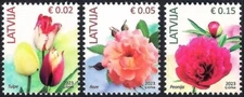 Latvia 2023 (02) Definitives - Flowers - Tulip - Rose - Peony