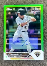 2023 Topps Pro Debut Tres Gonzalez Prospect Auto Green Foil 46/99 PD-191 Pirates