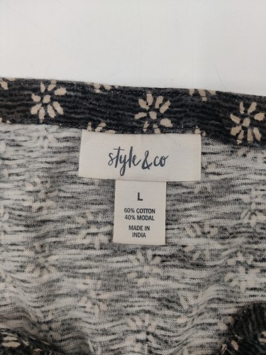 Top blusa donna Style & Co taglia L grigio stampa paisley manica arrotolata - Foto 3 di 10