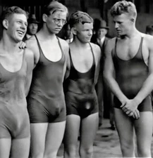 Harvard Swim Team candid 4" x 4" snapshot early 1930s gay man's collection