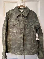 Style & Co Camouflage Denim Jacket Juniors Size Large- New With Tags 