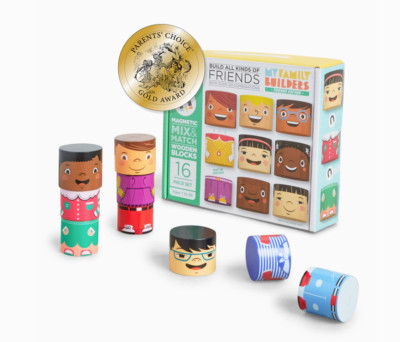 NEW My Family Builders 16-Piece Diverse Friends Play Set Magnetic Wooden Blocks