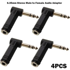4PCS Right-Angle 1/4" 6.35mm TRS Stereo Male to Female Audio Adapter US