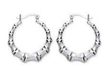 Sterlinng Silver Bamboo Vintage Style Creole Hoop Earrings