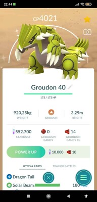Shiny Groudon LeveI 40  3 moveset pvp - Trade - Read Description