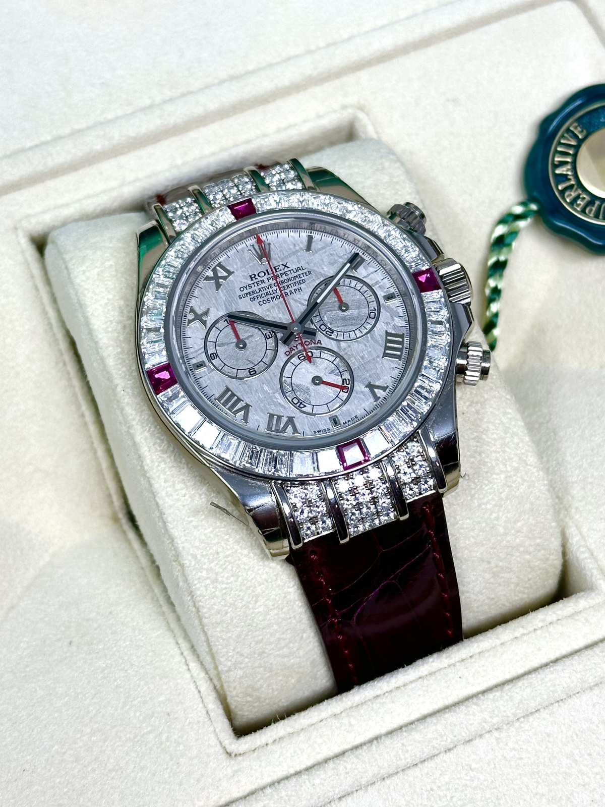 Rolex Daytona 1165994RU Special Edition Meteorite Dial Baguette & Ruby Bezel image 8