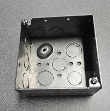 4" Square 2-1/8" Deep Steel Electrical Outlet Box 1/2" & 3/4"KO's Case of 25 PCS