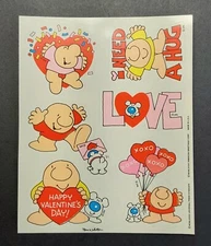 Vintage American Greetings Ziggy Valentines Day Sticker Sheet *AWESOME*