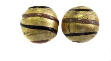 HANDMADE BOHEMIAN GLASS CZECH GOLD FOIL BEADS