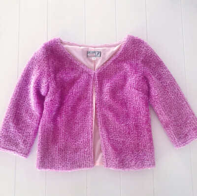 DEFECTIVE Todd Oldham Times Seven Pink Sparkling Cardigan Sweater Japan  G3D