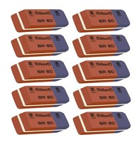 10X Pelikan Kleiner Radierer Kombi Radiergummi BR80 Rot/Blau Bleistifte & Tinte