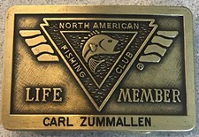 North American Fishing Club belt buckle for NAFC life members