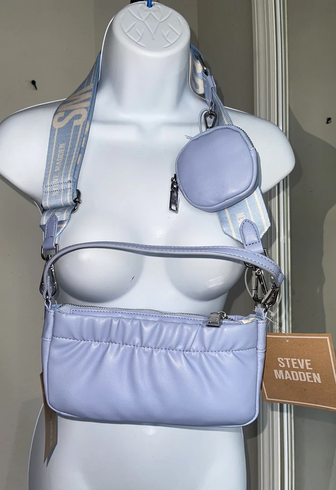 Bolso Bandolera/Hombro Steve Madden BCARMELA Azul Nuevo 100% Auténtico Foto 2 de 4