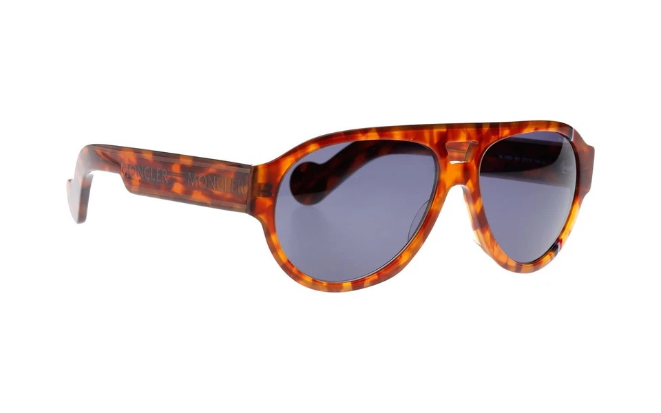 Moncler ML0095 56V 棕色龟壳塑料飞行员太阳镜 57-15-145 — 第 2/2 张图片