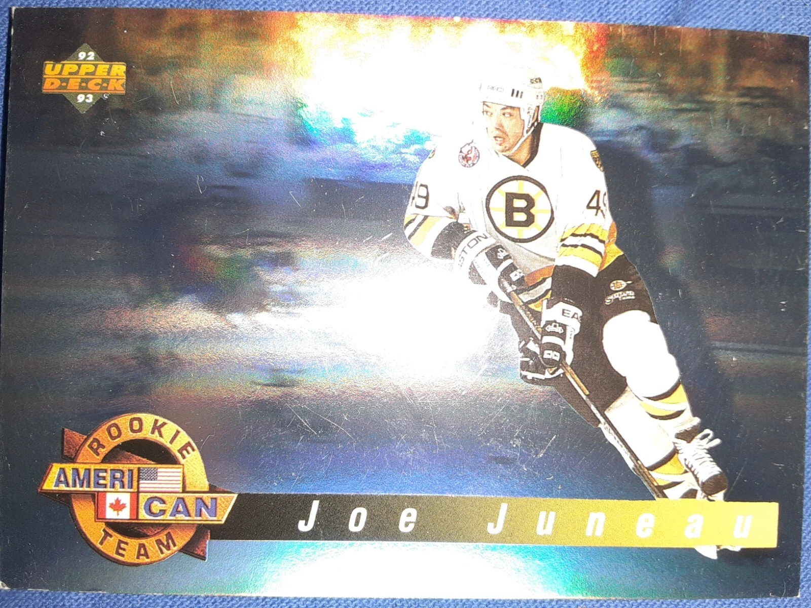 1992 Upper Deck Ameri-Can Rookie Team Joe Juneau #AC1 Boston Bruins HOLOGRAM