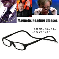 1.0 4.0 Folding Magnetic Reading Glasses Snap Click Front Neck Hanging Glasses