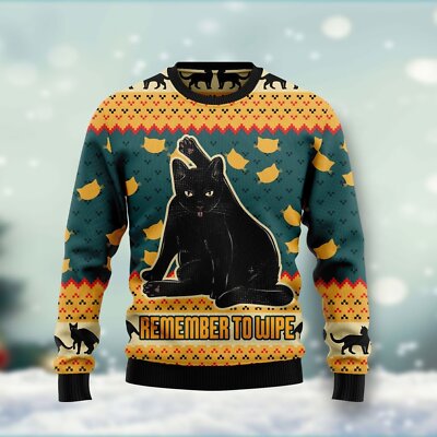 Black Cat Ugly Christmas Sweater For Men Women Adult Xmas Ugly Sweater 
