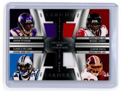 2009 National Treasures Adrian Peterson Turner Williams Portis Quad GU Jersey 99