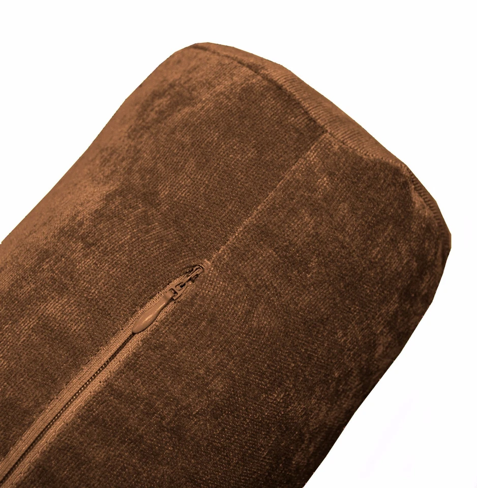 Sofá marrón claro ma24g chenilla terciopelo funda acolchada cuello rodillo cojín tamaño Foto 2 de 4