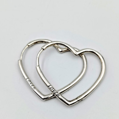 Pandora ALE Loved Sterling Silver 925 Open Heart Hoop Earrings