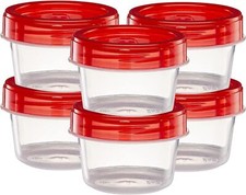 4 Ounce 10 Pack Twist Cap Containers Clear Bottom with Red Top Screw on Lids T
