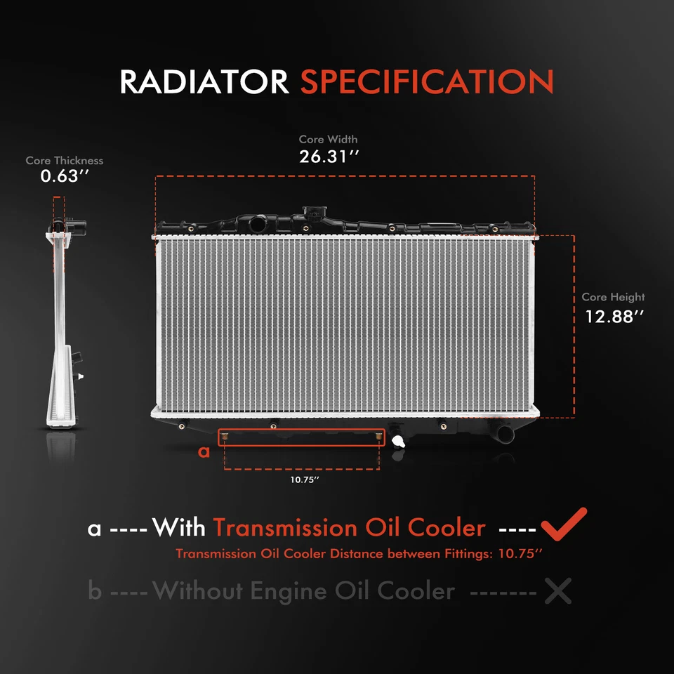 Radiador com refrigerador de óleo de transmissão para Toyota Camry 1988 1989 1990 1991 L4 2.0L - Imagem 2 de 4