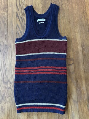 ISABEL MARANT ÉTOILE Dully Striped Sweater Tank Top Blue Knit Crochet XS/P FR34