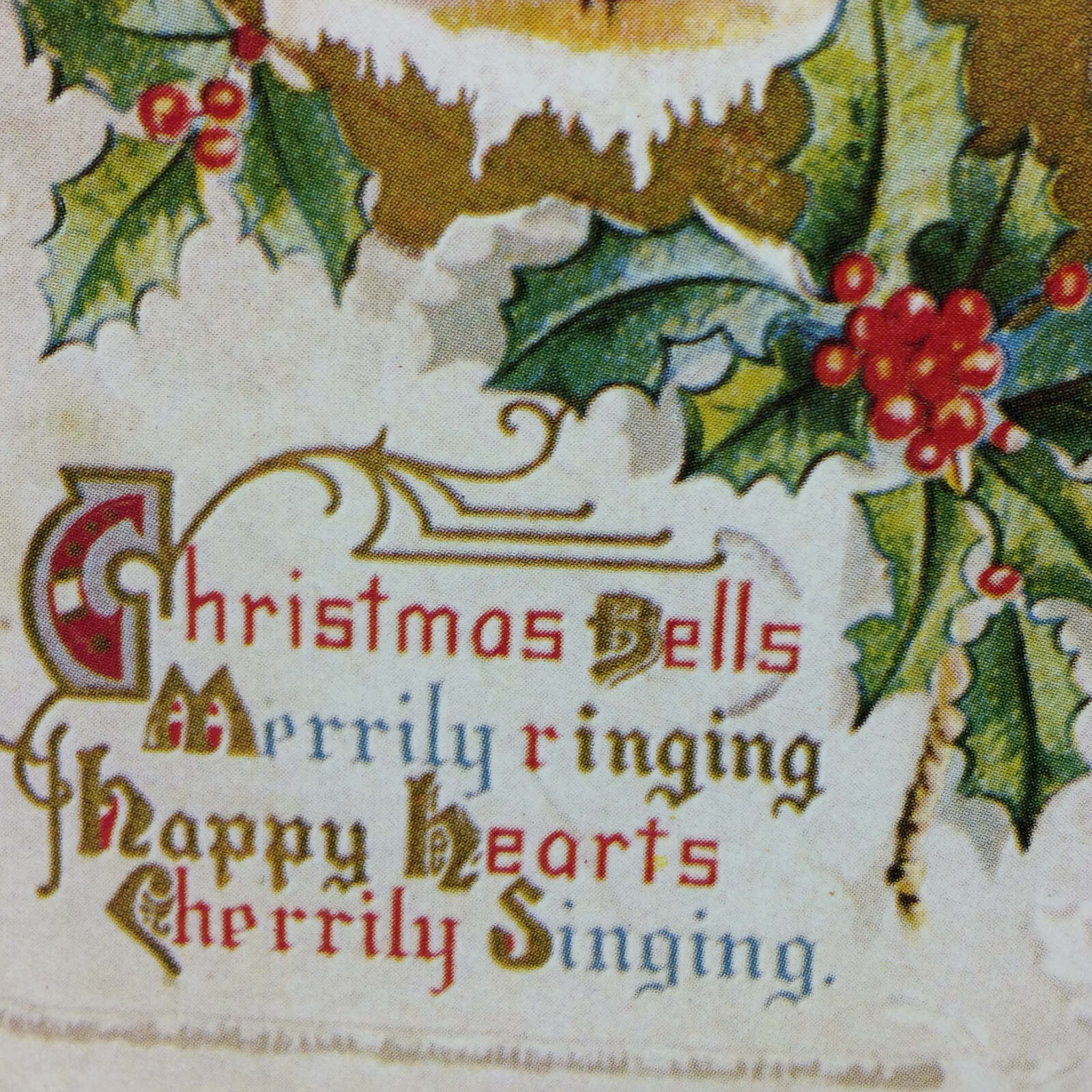 Vintage Postcard lot (10) Christmas Bells Ringing Poem Floral Country ...