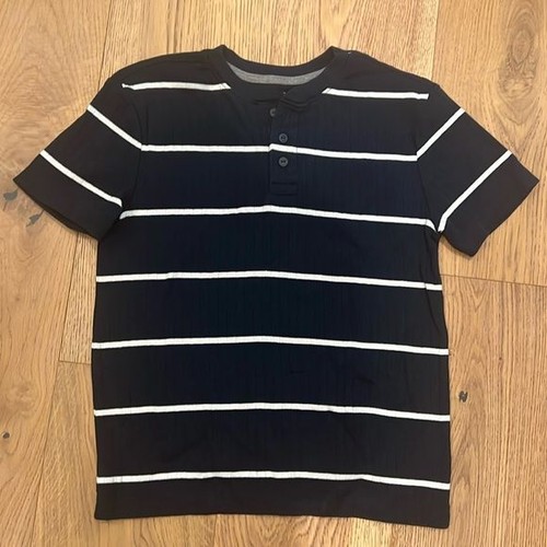 Boys short sleeve striped ribbed sweater