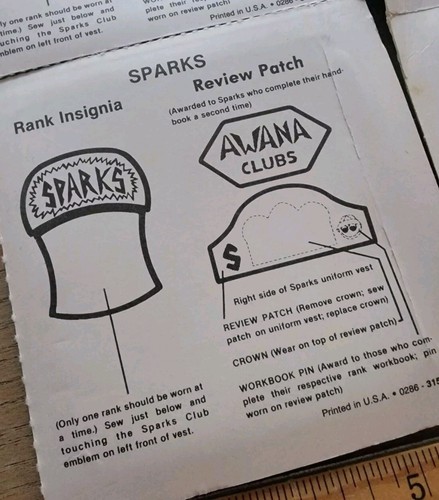 New Vintage 1986 Awana Church Clubs Sparks Cubbies Rank Insignia Crown Patch 315 - Picture 5 of 5
