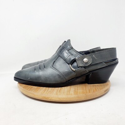 Circle S Shoes Womens 9 Grey Blue Western Bootie Shootie Heel Strap 90s Y2K