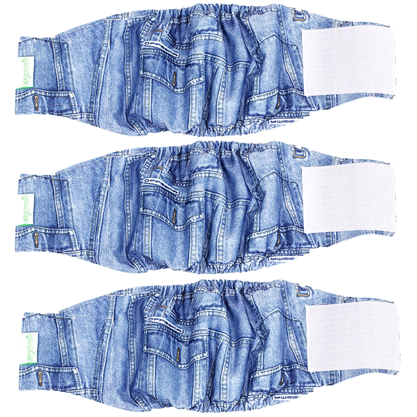 Jeans Washable Male Dog Diapers (Pack of 3) - Washable Male Dog Belly Wrap (L...-image