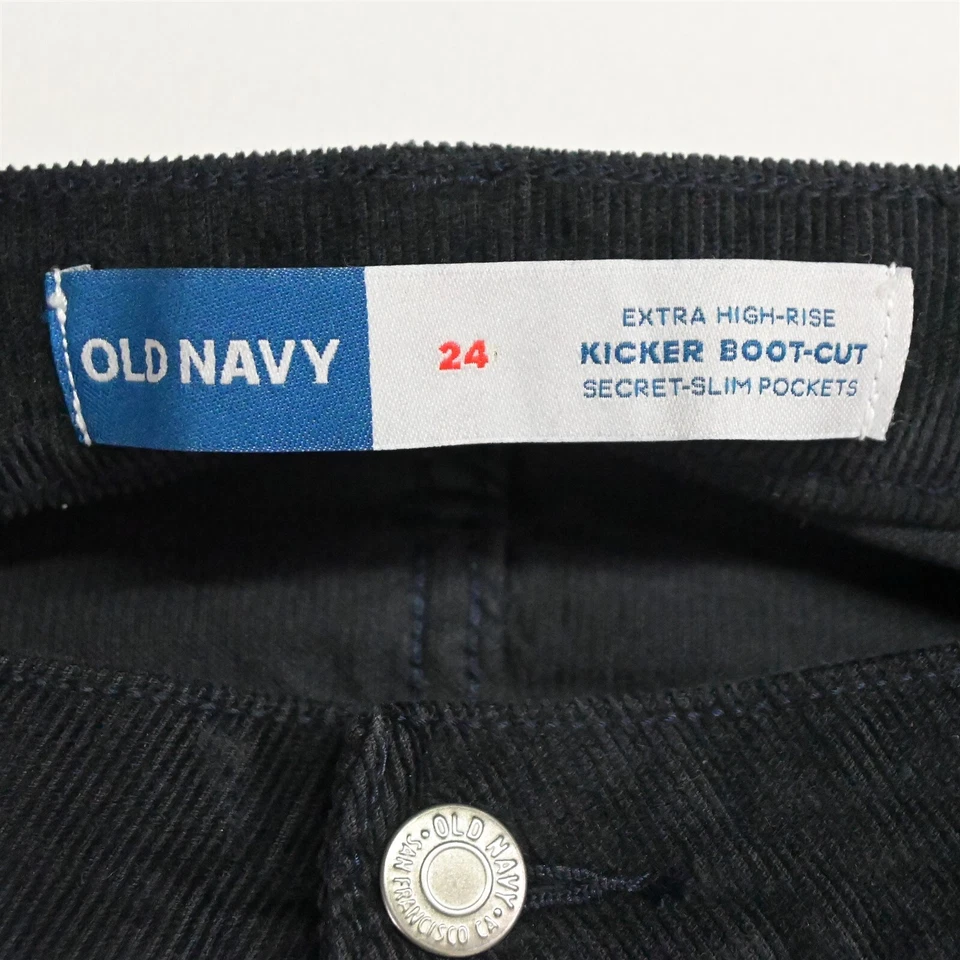NUEVO Pantalones Old Navy 24 Azul Marino Pana Extra Alto Tiro Kicker Bootcut Cordones Foto 3 de 4
