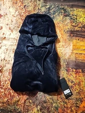 90 Degrees By Reflex Womens Black Soft Corduroy Plush Hoodie W/Pockets MEDIUM