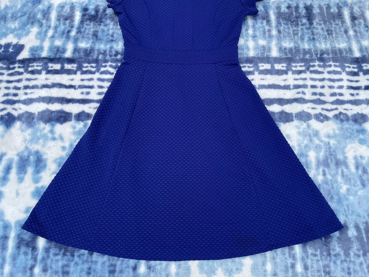 blue skater skirt dress Elle Royal Blue Textured Skater Style Flow Skirt Dress size XS
