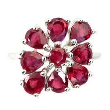 925 Sterling Silver Ring Pear Ruby Natural Gemstone Jewelry 7