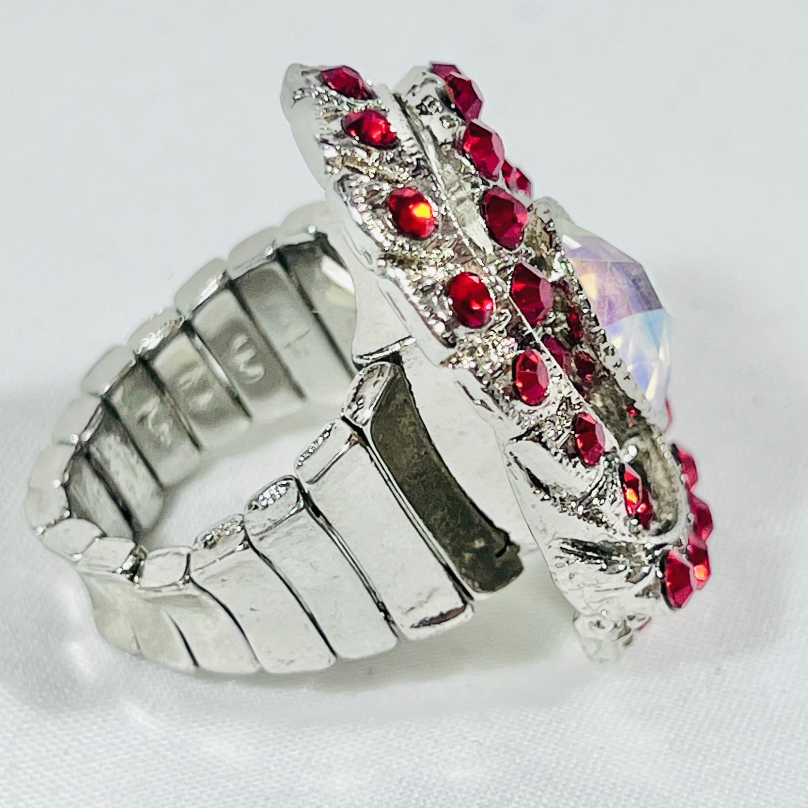 Extra Large Red Ruby Swirl Ring Crystal Diamond S… - image 7