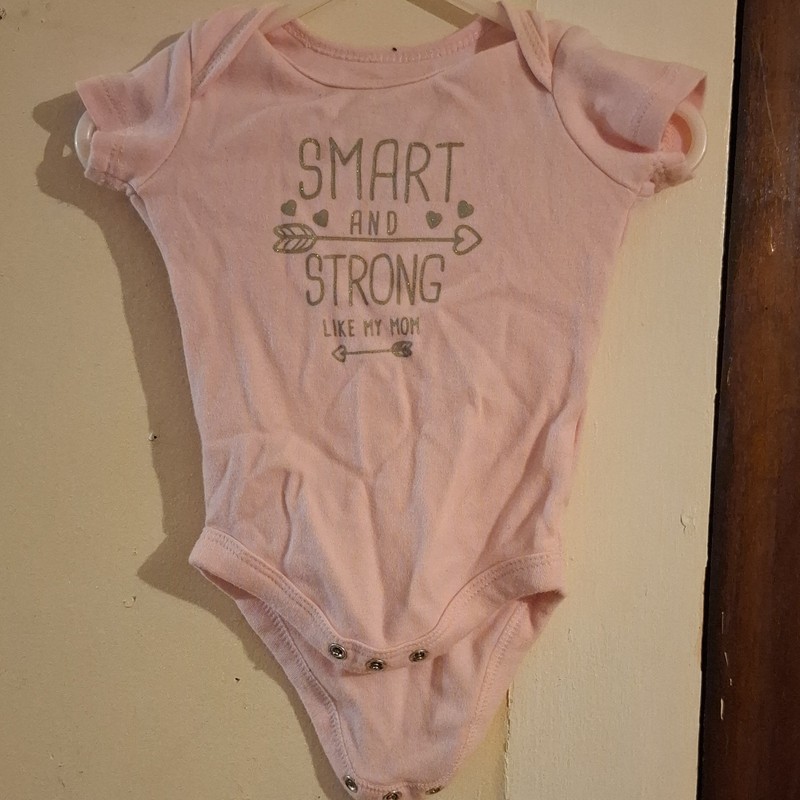 Wonder Nation Pink Cotton Poly Jersey Graphic Bodysuit One-Piece Snap 0-3M